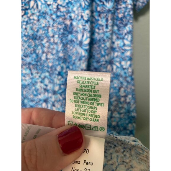 NWT Lilly Pulitzer Women's Belden Elbow Blue Blooming Sleeve Midi‎ Dress Size XL - Picture 8 of 9